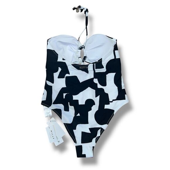 Milly Cabana Modern Geo Print Looped Cutout One-Piece Swimsuit Women’s Large - Picture 4 of 15